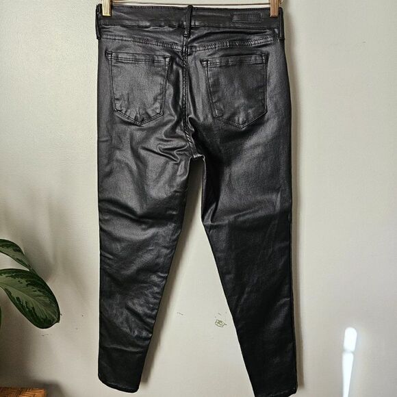 EUC SOCIAL STANDARD BY SANCTUARY ANKLE SKINNY BLACK COATED TWILL PANTS SIZE 6 - Picture 2 of 14